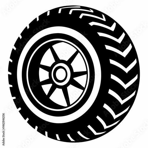 car wheel Vector icon illustration silhouette Graphics design image white background
