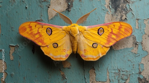 Wallpaper Mural Yellow moth on weathered wall, macro view Torontodigital.ca