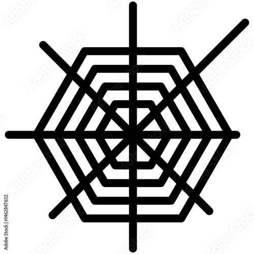 Outlined Colorful Flat Spider Web Icon