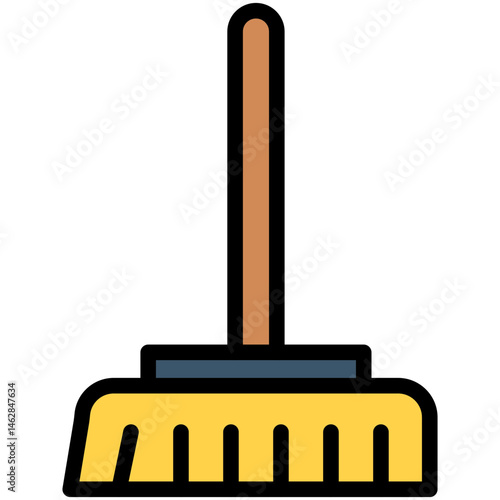 Outlined Colorful Flat Cleaning Brush Icon