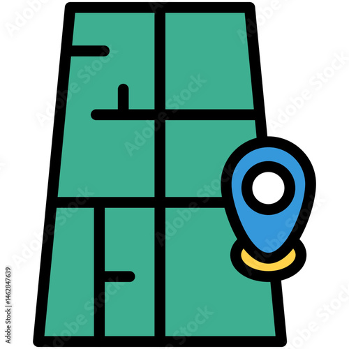 Outlined Colorful Flat Mop Icon
