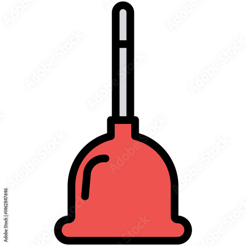 Outlined Colorful Flat Plunger Icon
