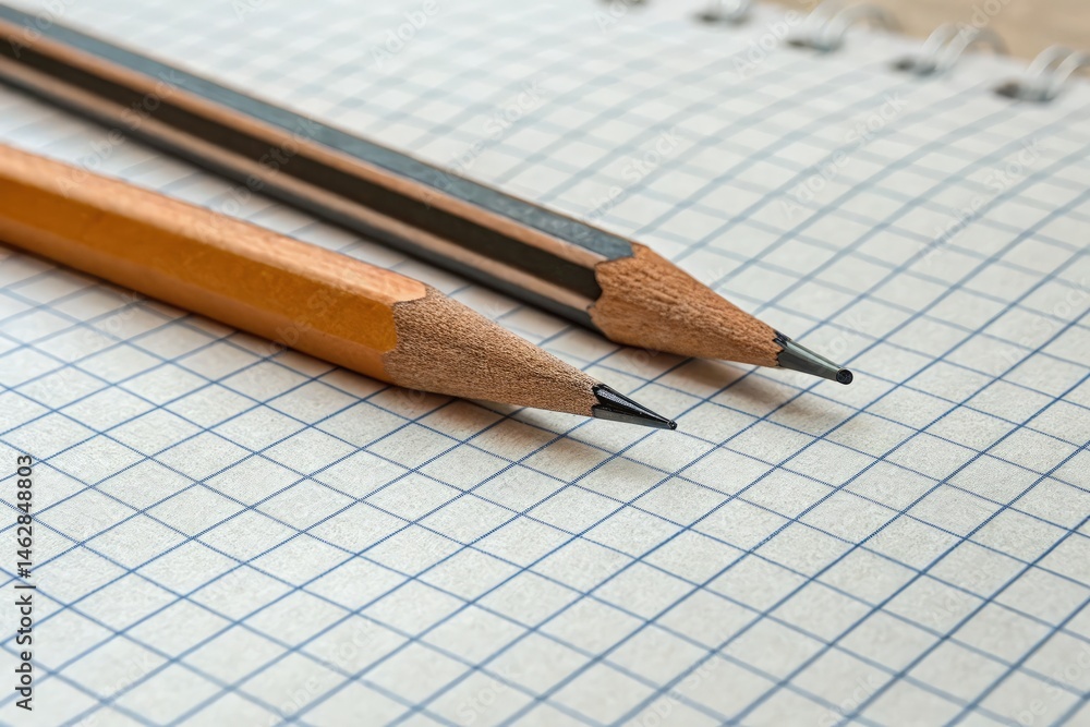 Pencils Resting on Graph Paper With Clear Grid Layout Generative AI Pencils Resting on Graph Paper With Clear Grid Layout Generative AI