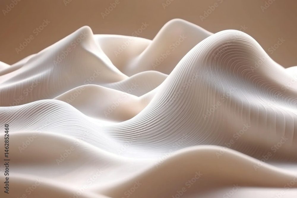 Fototapeta premium Abstract beige wave landscape, digital art, background design, website banner