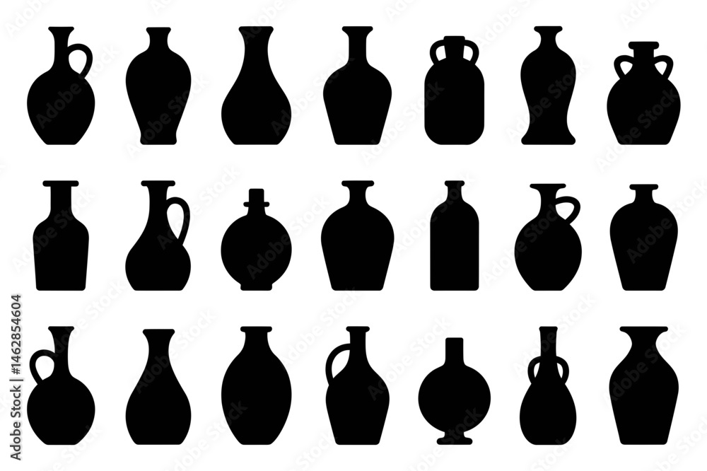 Collection of antique vase silhouettes vector art Collection of antique vase silhouettes vector art