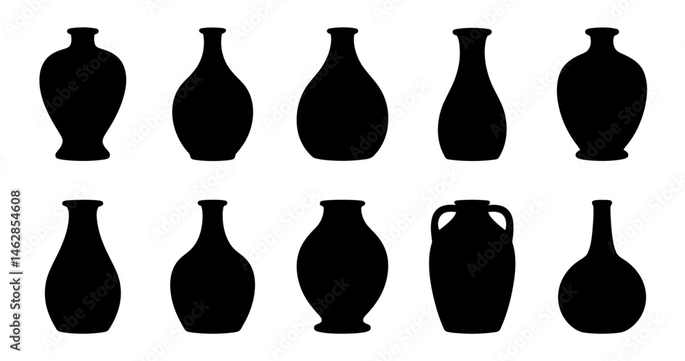 Collection of antique vases silhouette vector art Collection of antique vases silhouette vector art