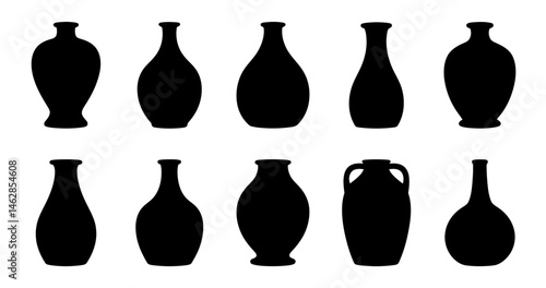 Collection of antique vases silhouette vector art