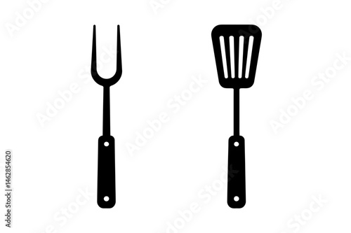 Barbecue fork and spatula grilling tools vector