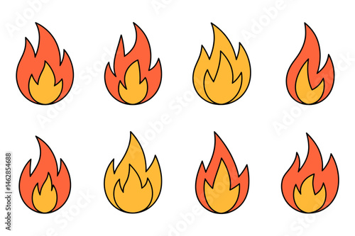 Cartoon flames fire vector illustration graphic art