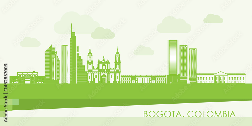 Green Skyline panorama of city of Guadalajara, Mexico - vector illustration