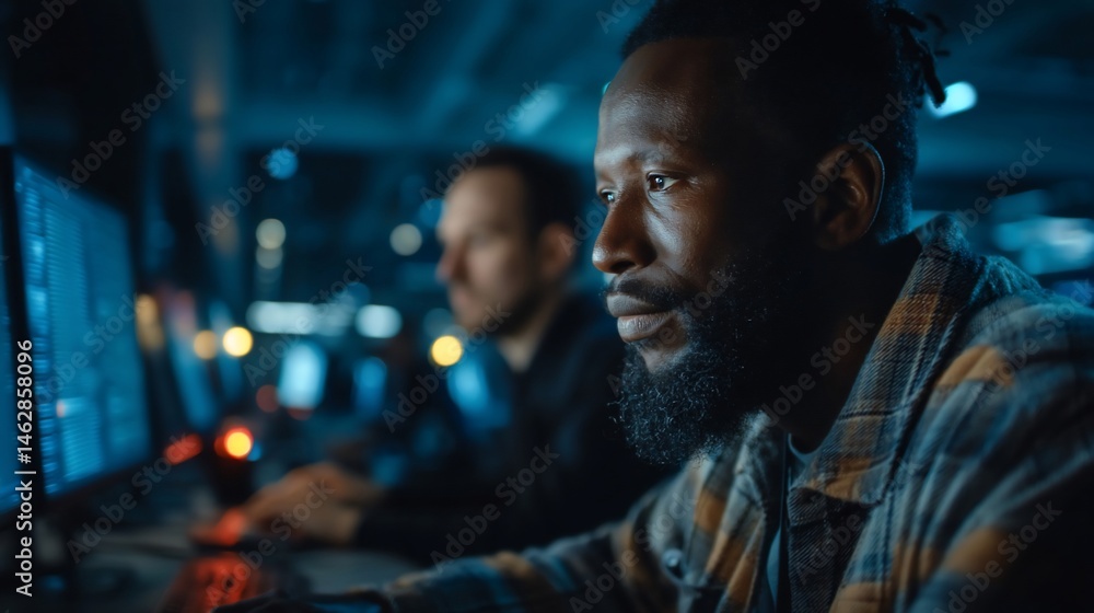 Obraz premium Focused team working late-night