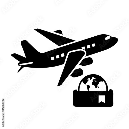 Global Transportation of Goods and Services by Air with a World Map