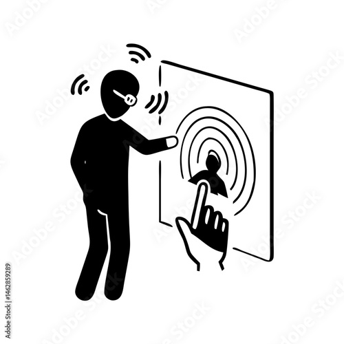 Person Using Interactive Touchscreen Technology with Gesture Control and Wireless Connectivity