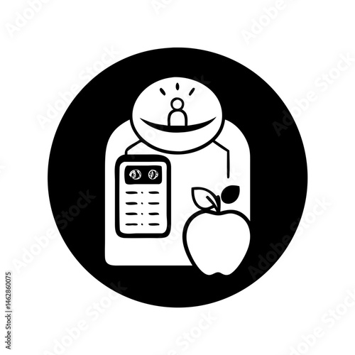Healthy lifestyle concept with scale and apple illustration promoting well being