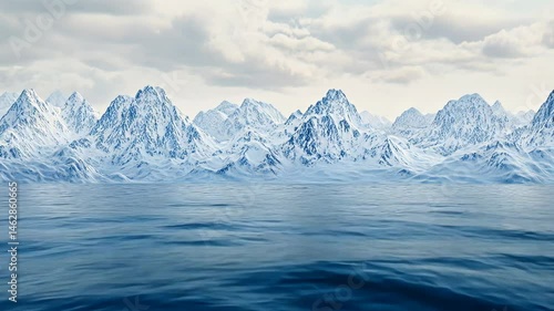 Wallpaper Mural Snowy mountain range over frozen water Torontodigital.ca