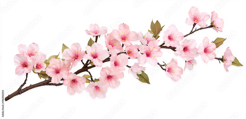 custom made wallpaper toronto digitalA flowe cherry branch with delicate pink blossoms extending gracefully on a pristine white background.