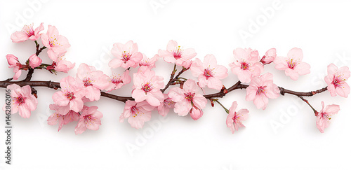 Wallpaper Mural A delicate branch displaying beautiful light pink cherry blossoms isolated against a clean white background. Torontodigital.ca