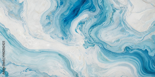 Blue ocean wave background. Blue and white water ocean background. Wavy line background. Hand drawn watercolour ocean background. Vector illustration.	