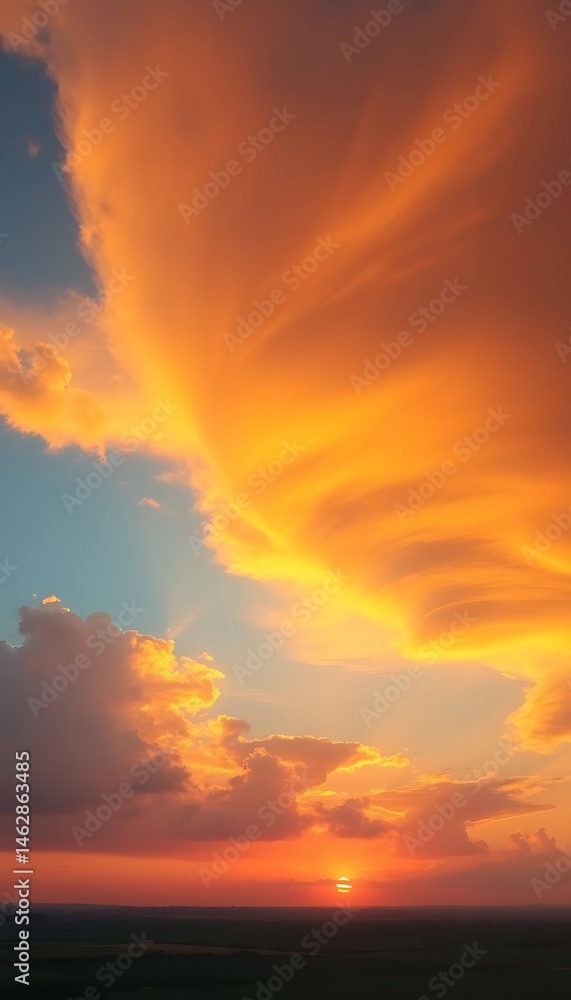 Fototapeta premium sun is setting over the horizon of a large body of water