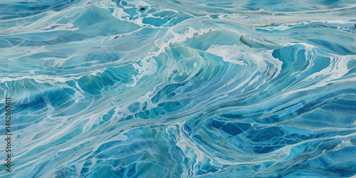 Blue ocean wave background. Blue and white water ocean background