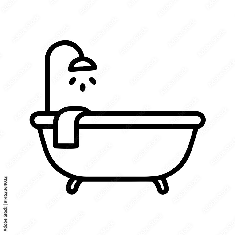 Bathtub on transparent background for web and graphic design
