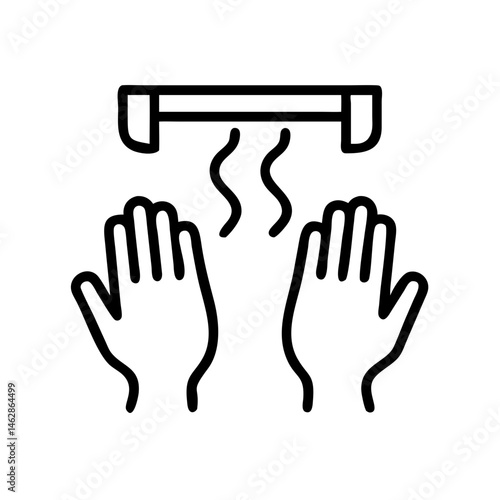 Drying hands under air dryer on transparent background for web and graphic design