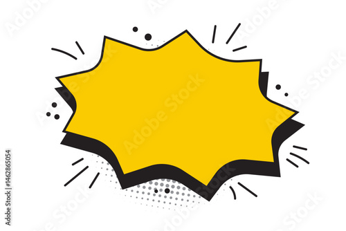 Cartoon effect yellow speech bubble comic design element, empty manga comic star bubble speech