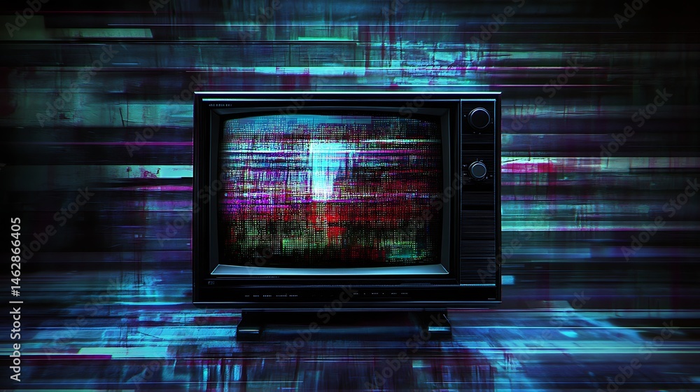 Obraz premium Vintage television static display