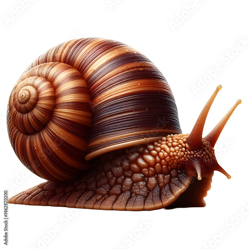 Cute 3D brown snail isolated on white background