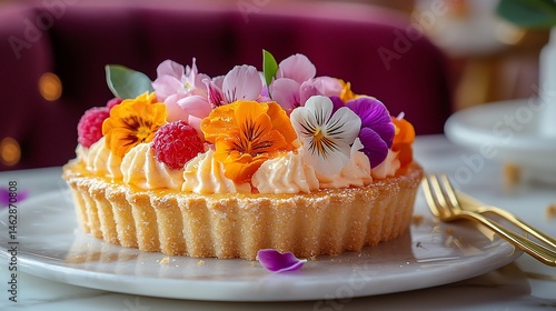 Floral lemon tart