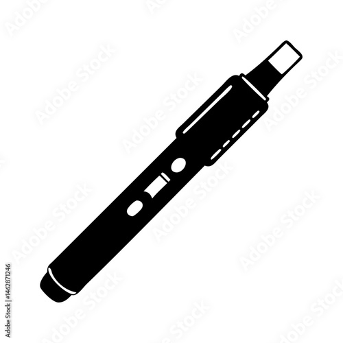 Black and white vector illustration of a vape pen device, for use