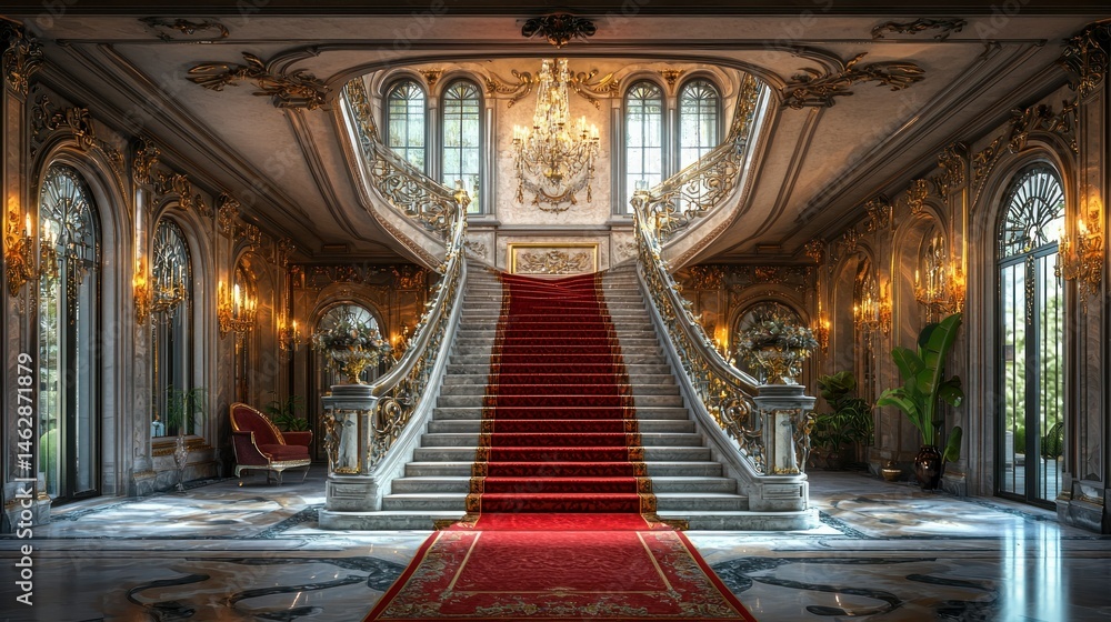 Obraz premium Grand Staircase in a Luxurious Mansion (1)