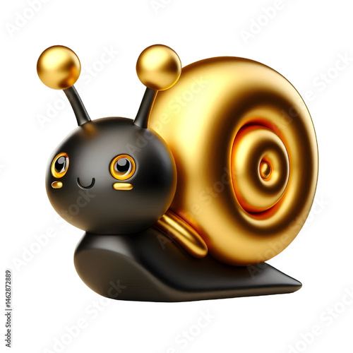 Cute 3D brown snail isolated on white background