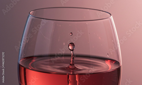 Macro of Rosé Wine Droplet Sliding on Glass

