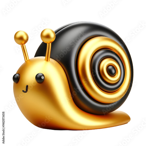 Cute 3D brown snail isolated on white background