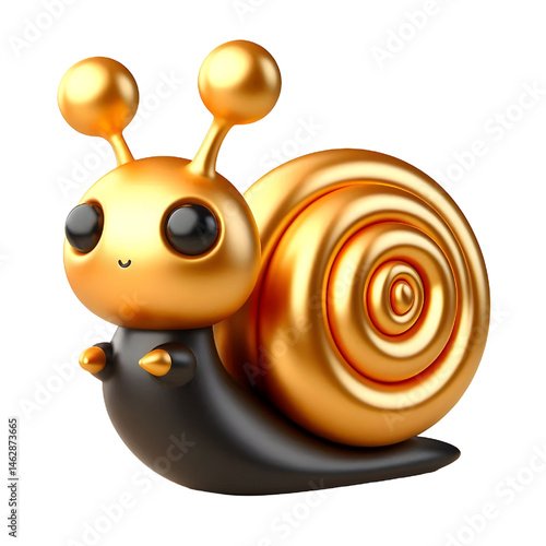 Cute 3D brown snail isolated on white background