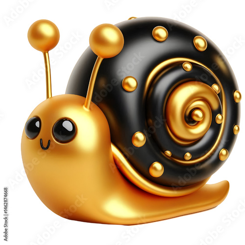 Cute 3D brown snail isolated on white background