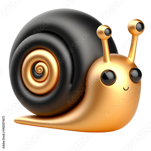Cute 3D brown snail isolated on white background