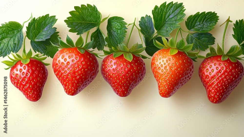 Strawberries that are fresh hang from vines that have green leaves Strawberries that are fresh hang from vines that have green leaves