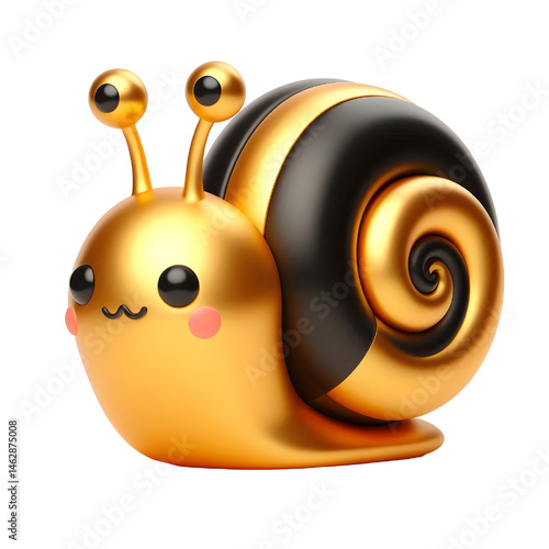 Cute 3D brown snail isolated on white background