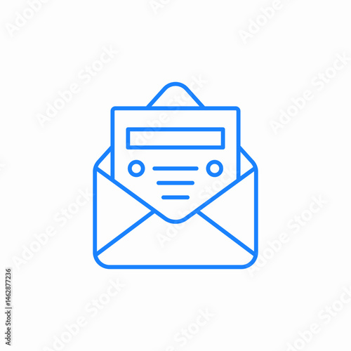 letter peeking out of envelope icon sign vector