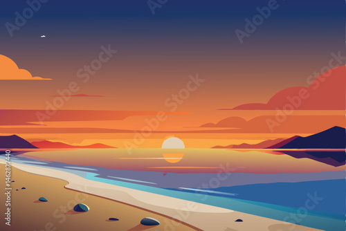 a serene sunset scene with warm golden hues cesti