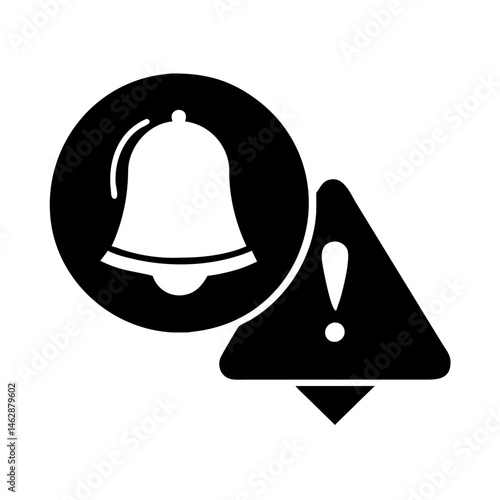 Notification error icon showing bell inside circle with exclamation point warning