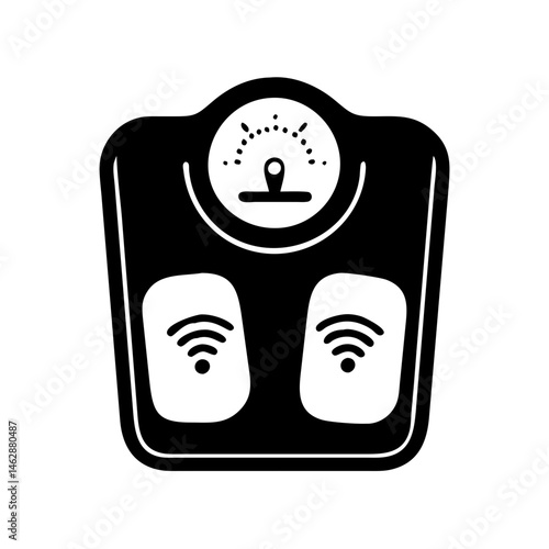 Smart bathroom scale with wireless connectivity and analog weight display silhouette