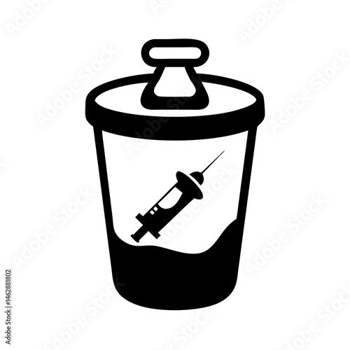 Syringe Disposal Container Icon Depicting Safe Needle Disposal Practices Clearly