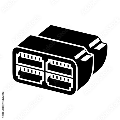 Illustration of a SAS connector used for data storage and transfer