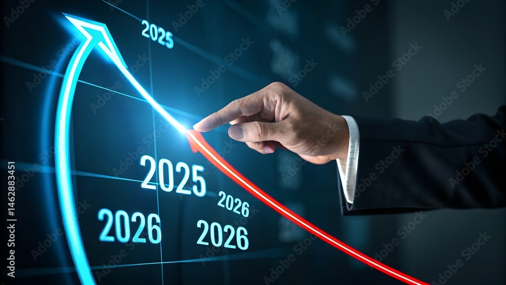 2026 new year, new business start up, target, goal action plan for success growth, market trend 2024-2026, Annual plan development. Businessman draws increase arrow challenge business strategy 2026 new year, new business start up, target, goal action plan for success growth, market trend 2024-2026, Annual plan development. Businessman draws increase arrow challenge business strategy