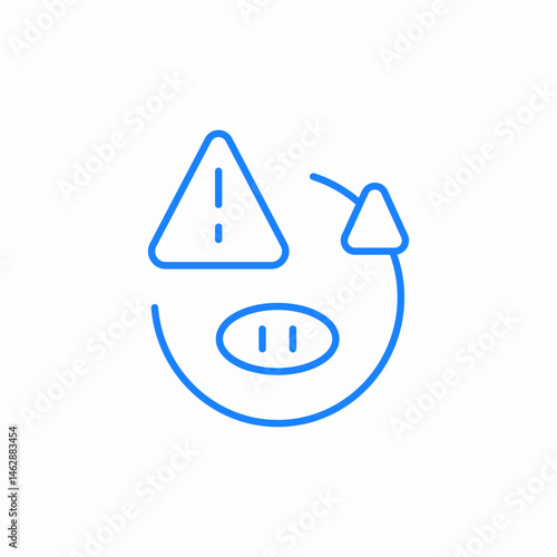 swine virus and warning triangle with exclamation mark icon sign vector