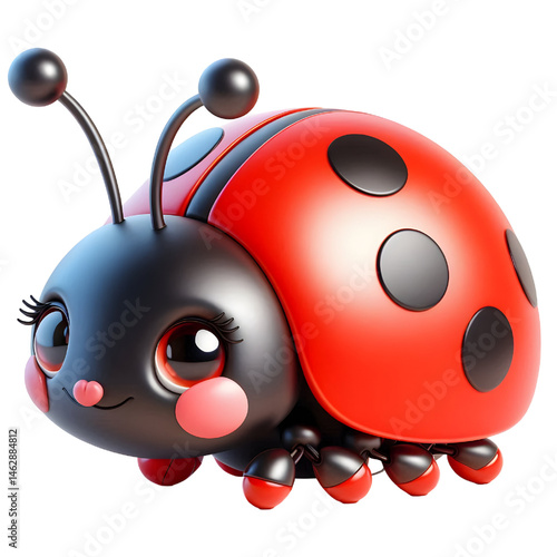 Cute 3D ladybug isolated on white background
