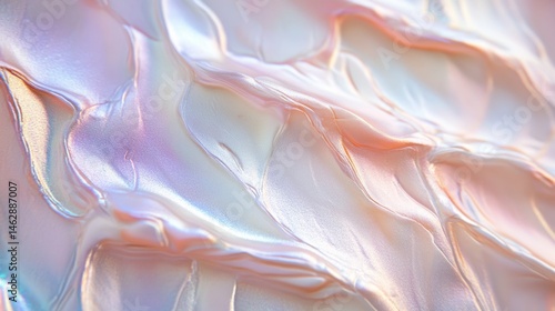 A close-up of pearl-inspired shimmery paint, with soft iridescent hues